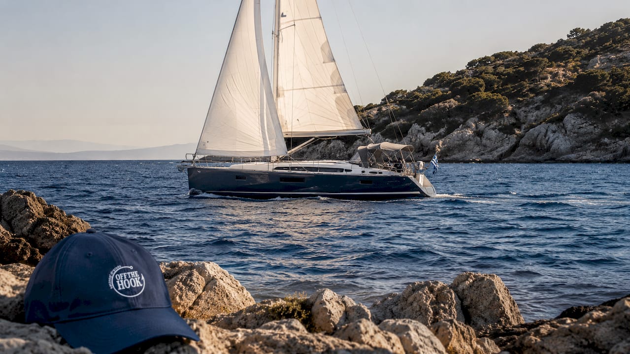 Sailing yacht navigating pristine ocean waters