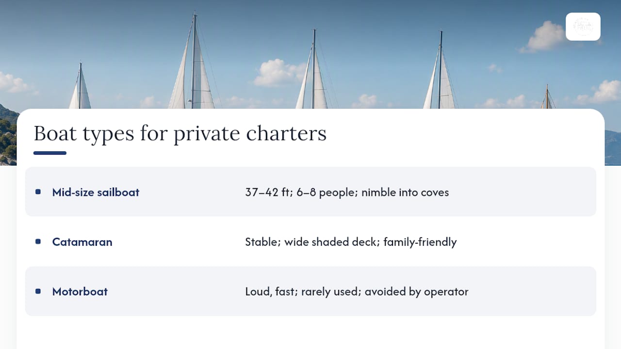 Diagram comparing sailboat types and features for sailing in Toroneos Gulf