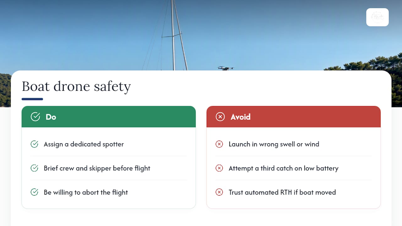 Three safety gates for boat drone operations