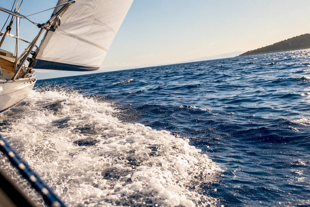 Sailing boats crossing Halkidiki waters