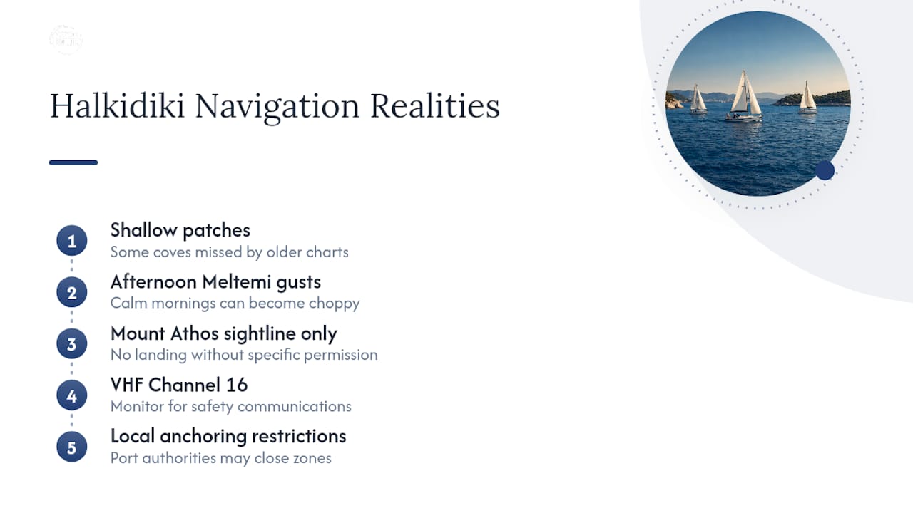 Halkidiki sailing navigation considerations