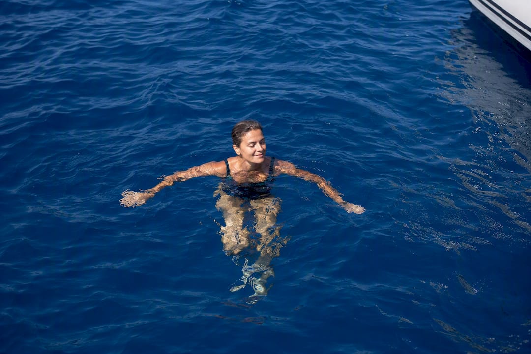 Swimmer demonstrating calm water confidence