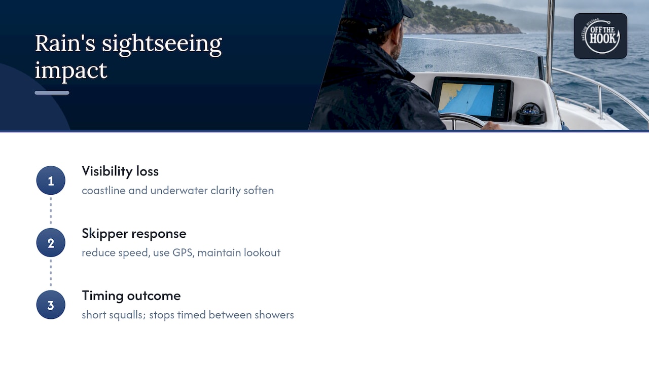 Impact of rain on visibility and sightseeing opportunities during boat tours — overview diagram